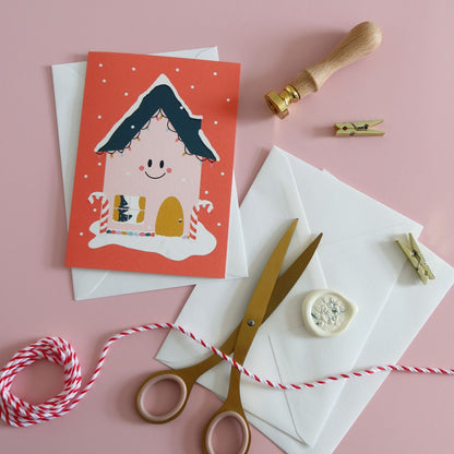 Festive House Christmas Card - daniwhitedesign