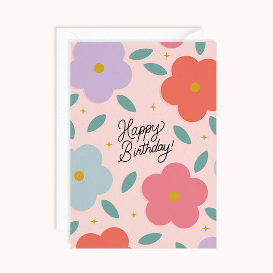 Happy Birthday Flowers Card - daniwhitedesign