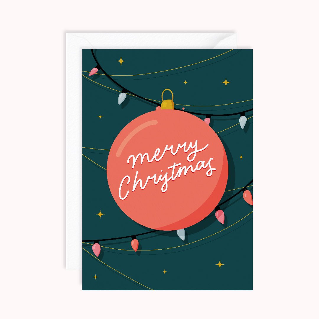 Merry Christmas Bauble Greeting Card - daniwhitedesign